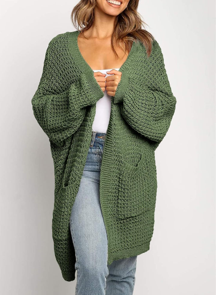 Maavoki Damen Lang Strickjacke Oversize Langarm Sweater Cardigan Casual Strickmantel Herbst Outerwea