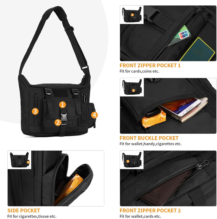 Huntvp Taktisch Schultertasche Militär Crossbody Bag Sling Tasche Wasserabweisend Umhängetasche Mess