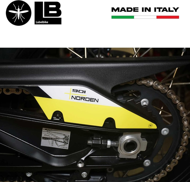 labelbike - 3D Aufkleber Riemenschutz - Motorrad-Hinterradschwinge kompatibel mit Husqvarna Norden 9
