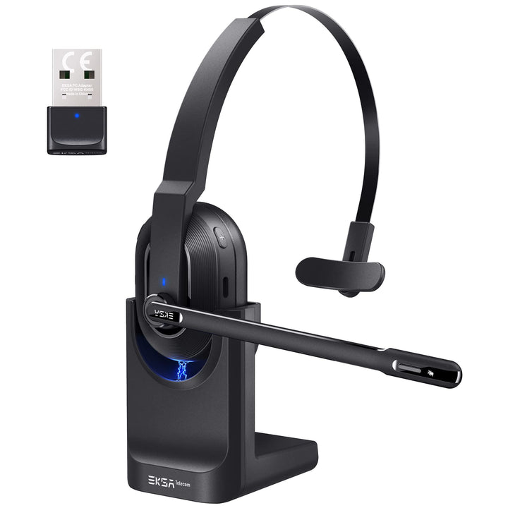 EKSA H5 Bluetooth PC Headset mit Mikrofon & USB Dongle [45 Stdn Spielzeit & 10M Reichweite] Mono mit