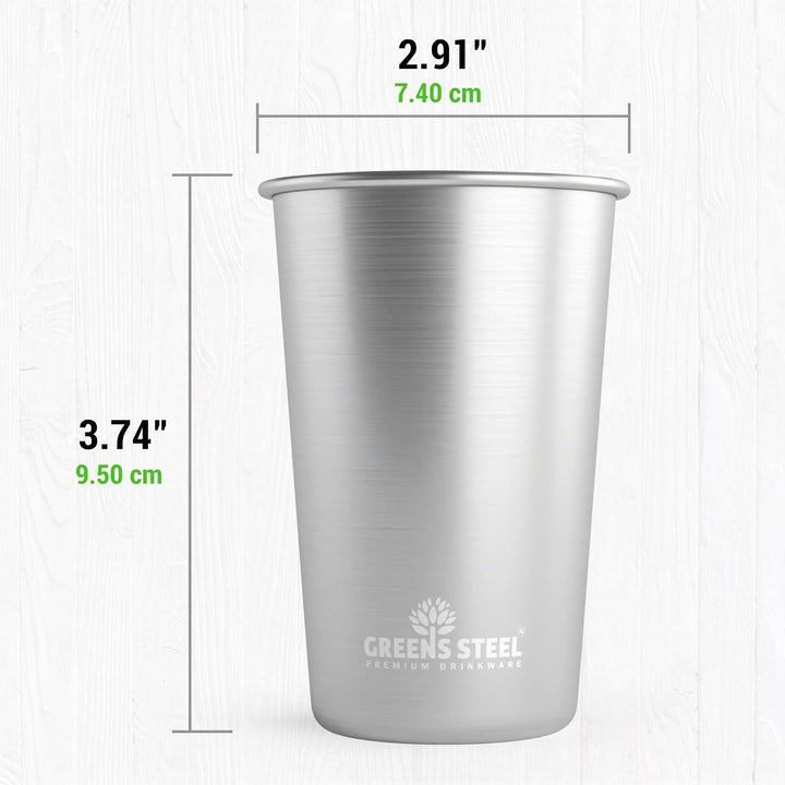 Greens Steel Edelstahl Kinderbecher - 300ml I Premium Trinkgläser I Plastikfrei I Stapelbar, langleb