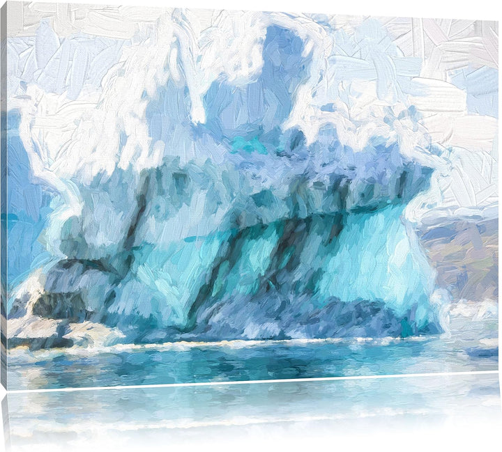 Pixxprint gigantischer Eisberg Kunst/Format: 100x70cm / Leinwandbild fertig bespannt Wandbild Kunstd