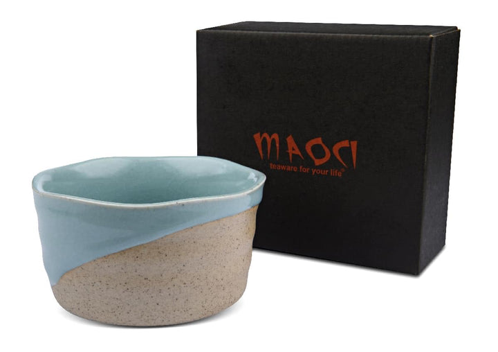 MAOCI - Matcha-Schale Chawan aus Porzellan 400ml 2farbig handgefertigt - als Geschenkbox