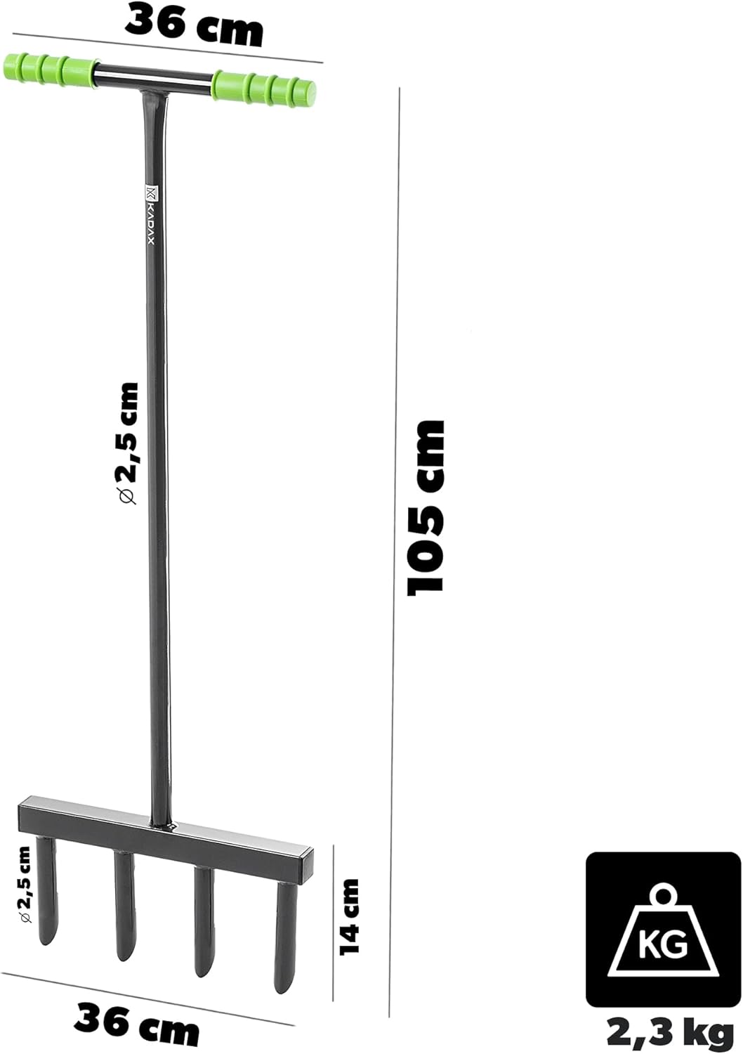 KADAX Hand Aerifizierer für Rasen, Rasenlüfter zum Belüften von Rasenflächen und Böden, Gartengerät,