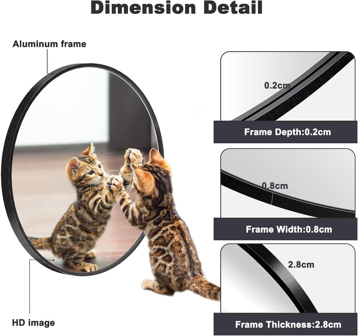 Dripex Rund Wandspiegel 50cm mit Aluminiumrahmen,dekorativer HD Wandspiegel Schminkspiegel für Badzi