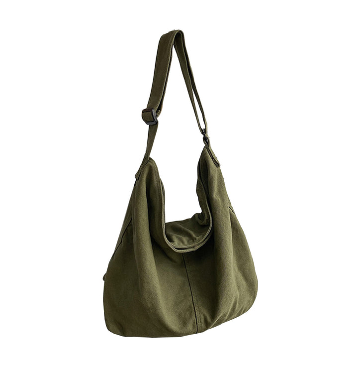 Canvas Messenger Bag Large Crossbody Bag Handbag Solid Color with Multiple Pockets Canvas Shoulder T