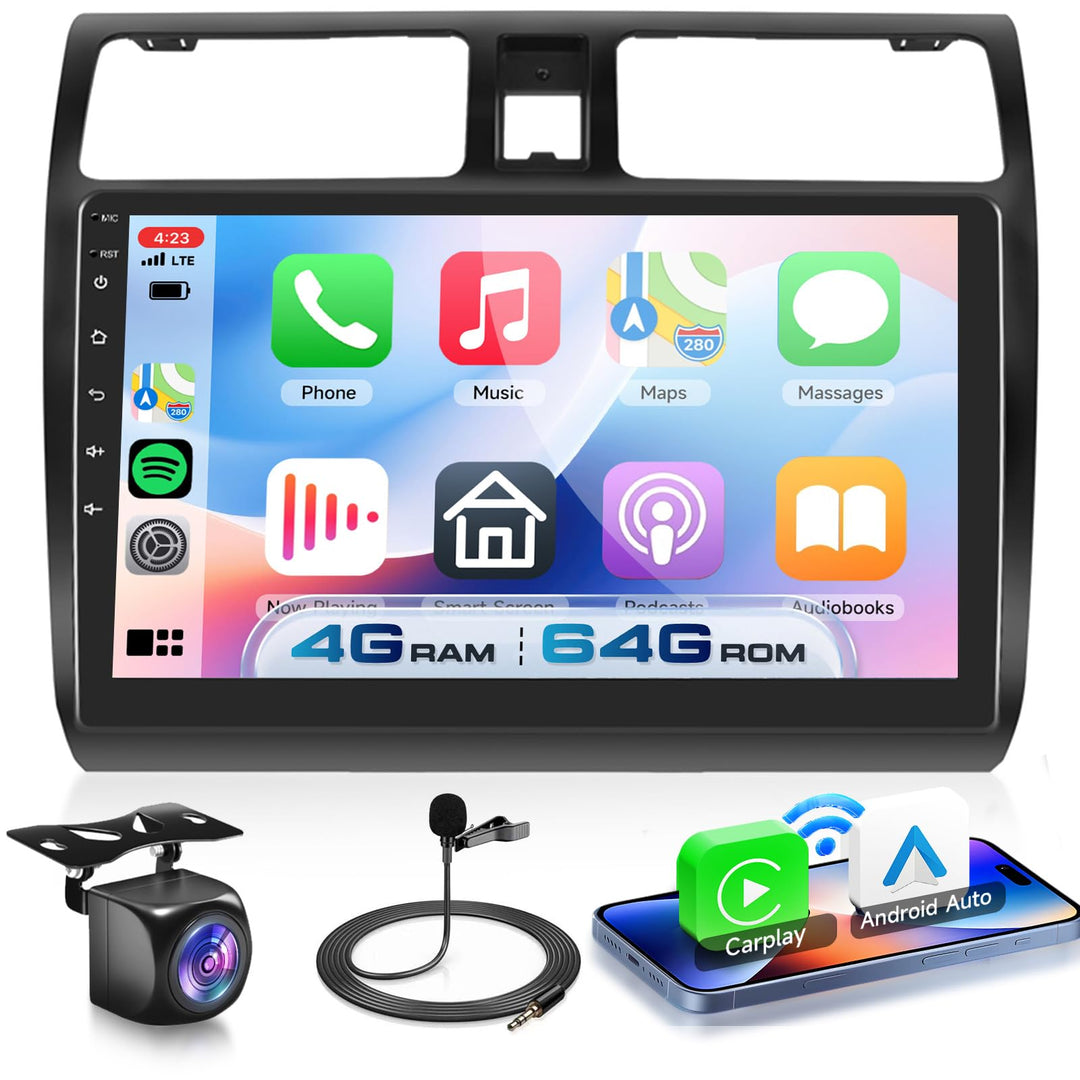 4G+64G Autoradio Android 15 für Suzuki Swift 2005-2010, 10.1 Zoll 1280*720P HD Touchscreen Auto Radi