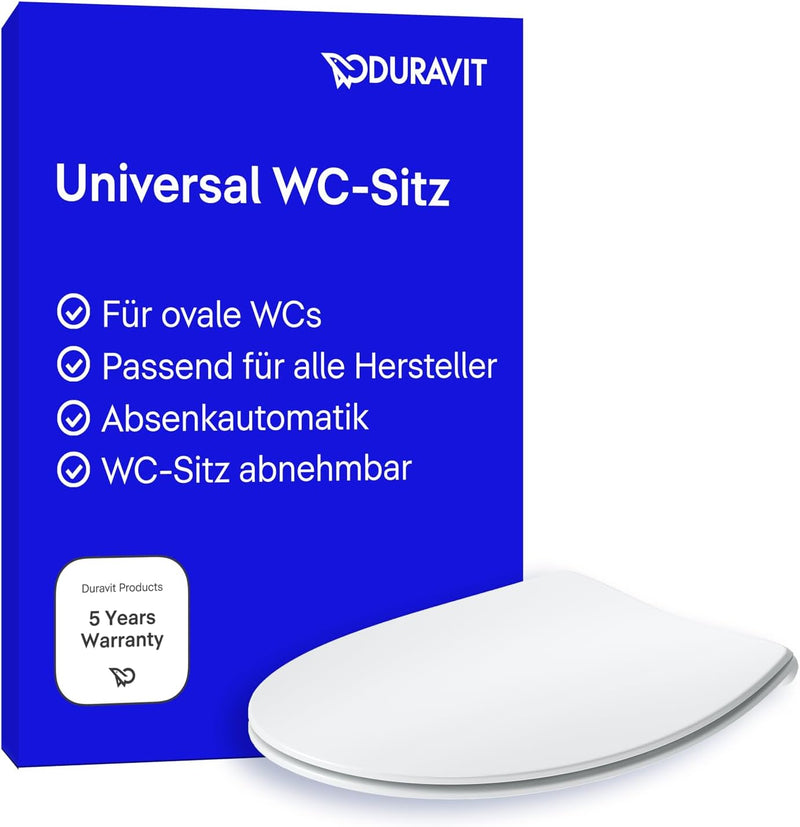 Duravit WC-Sitz Univavo, ovaler WC-Sitz, Klobrille mit doppelter Absenkautomatik, Toilettendeckel Qu