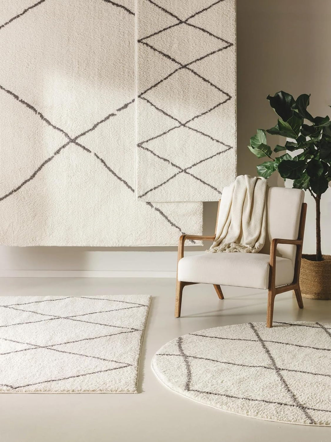 benuta Nest Hochflorteppich Benno - Kunstfaser - Rund & im Style: Berber, Traditionell, Hygge & Cozy