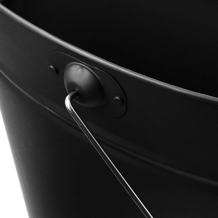 raik Ascheeimer Werner schwarz 24 l verzinkter Stahleimer mit Deckel und Holzgriff zum sicheren Tran