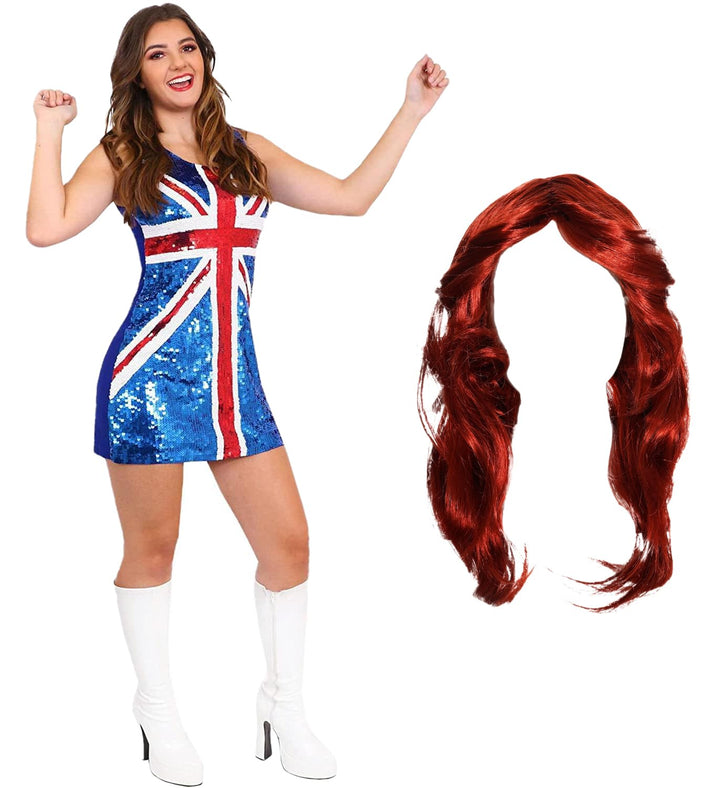 GINGER SPICE PAILLETTEN UNION JACK KLEID - SPICE GIRLS 90ER JAHRE KOSTÜM - PAILLETTEN UNION JACK KLE
