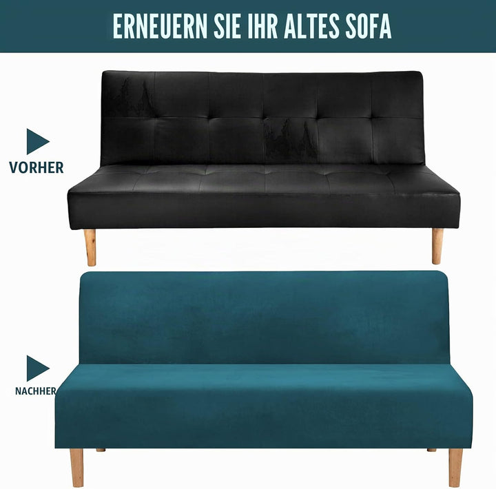 Mingfuxin Armlose Schlafsofabezüge, Stretch-Samt Futon Couchbezug Dicke weiche gemütliche Sofa Schon