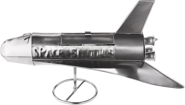 BRUBAKER Weinflaschenhalter Space Shuttle - Metall Skulptur Flaschenständer Rakete Raumfähre - Silbe