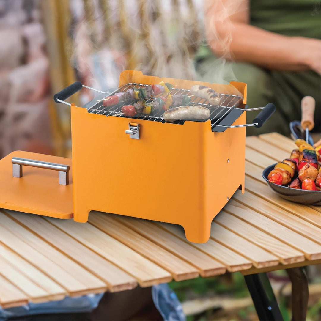 tepro Holzkohlegrill Chill&Grill Cube orange, Grillfläche: ca. 31,5 x 31,5 cm, Orange
