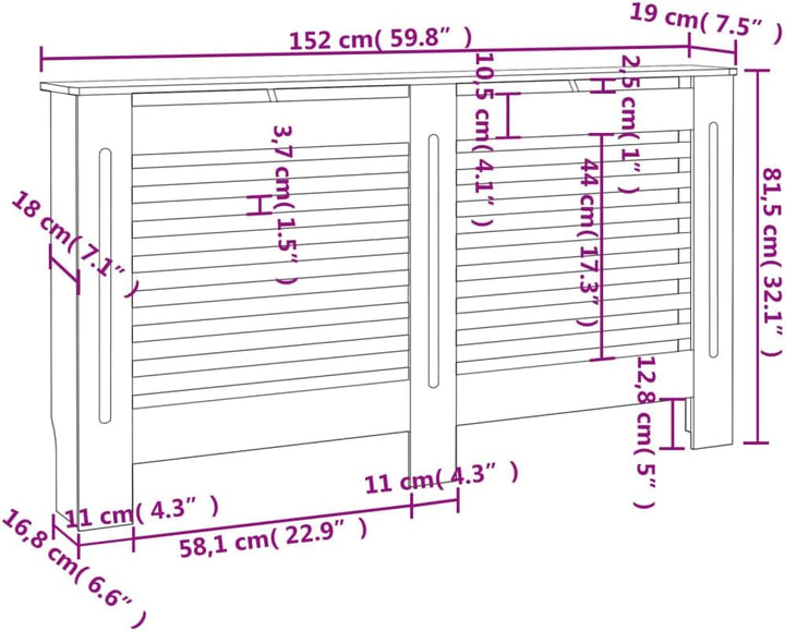 puraday Wohnzimmer Heizkörperabdeckung 152x19x81.5 cm MDF Heizkörper Verkleidung Abdeckung Heizkörpe