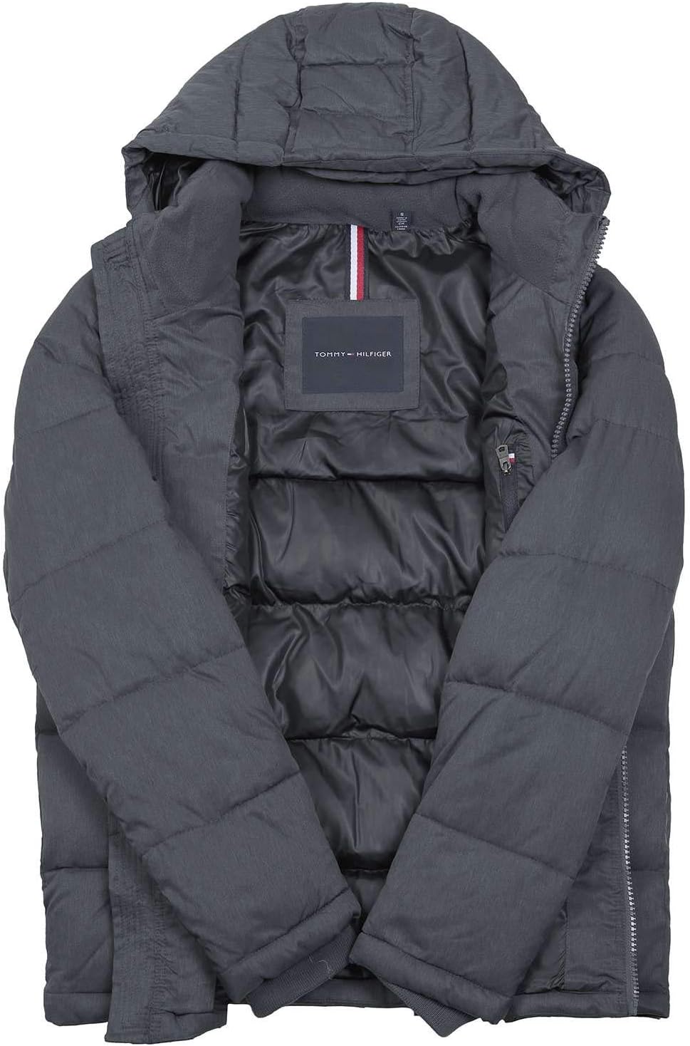 Tommy Hilfiger Herren Hooded Puffer Jacket Daunenalternativer Mantel Marineblau (Heather Navy) S, Ma