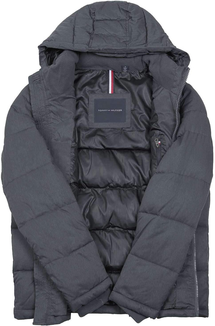 Tommy Hilfiger Herren Hooded Puffer Jacket Daunenalternativer Mantel Marineblau (Heather Navy) S, Ma