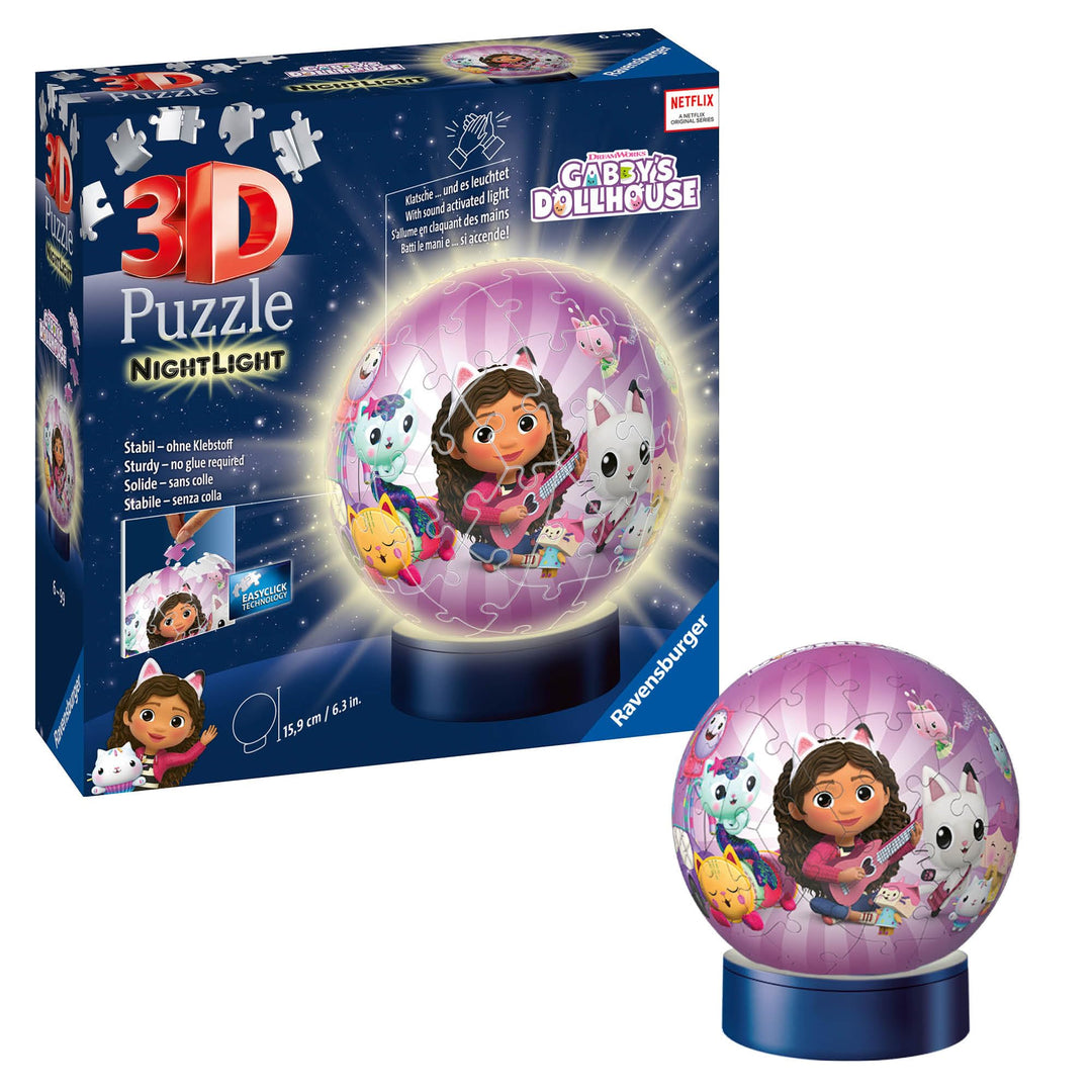 Ravensburger 3D Puzzle 11575 - Nachtlicht Puzzle-Ball Gabby's Dollhouse - für Gabby's Dollhouse Fans