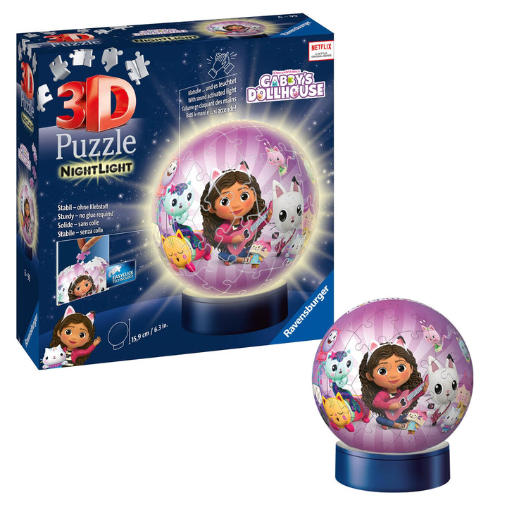 Ravensburger 3D Puzzle 11575 - Nachtlicht Puzzle-Ball Gabby's Dollhouse - für Gabby's Dollhouse Fans