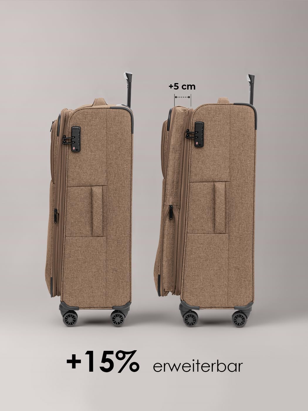 REDOLZ Koffer-Set 3-teilig für Damen & Herren | leichte & stabile Reise-Trolleys, hochwertiges Softc