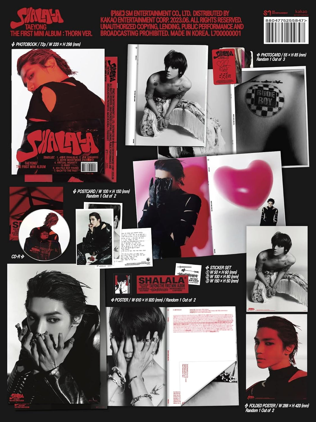 TAEYONG NCT - SHALALA [Thorn ver.] 1st Mini Album+Folded Poster (+ 1 Folded Poster), + 1 Folded Post