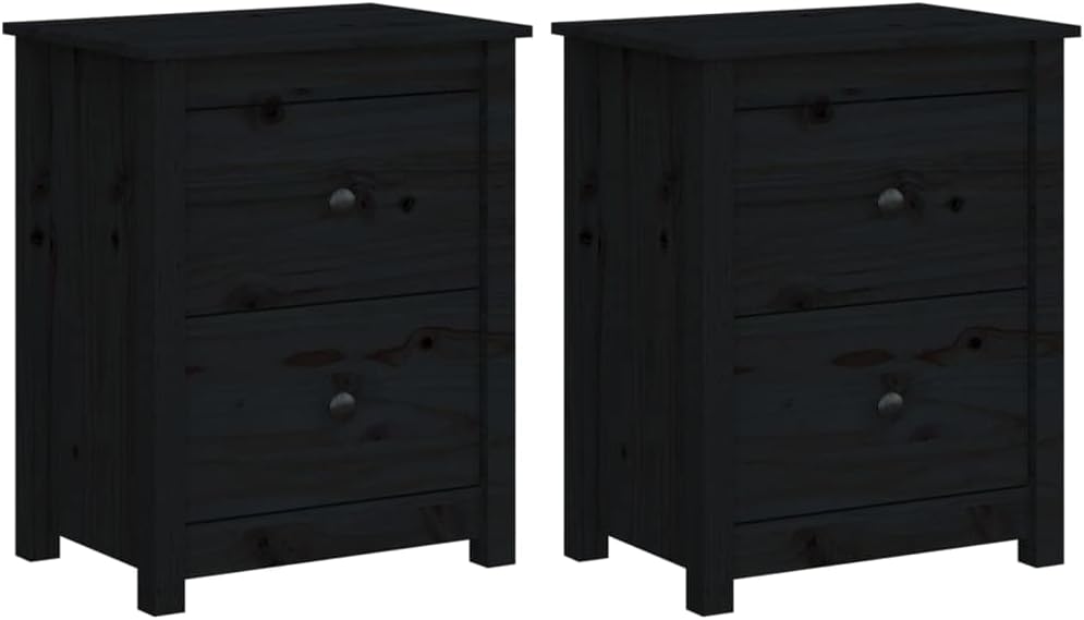 FIRBNUS Bedside Table Nachtkonsole Beistelltisch mit Stauraum Night Stand Nachttische 2er Set Schwar