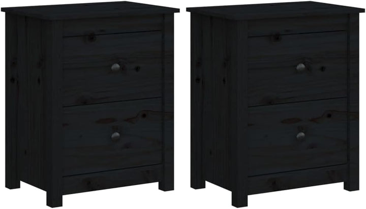 FIRBNUS Bedside Table Nachtkonsole Beistelltisch mit Stauraum Night Stand Nachttische 2er Set Schwar