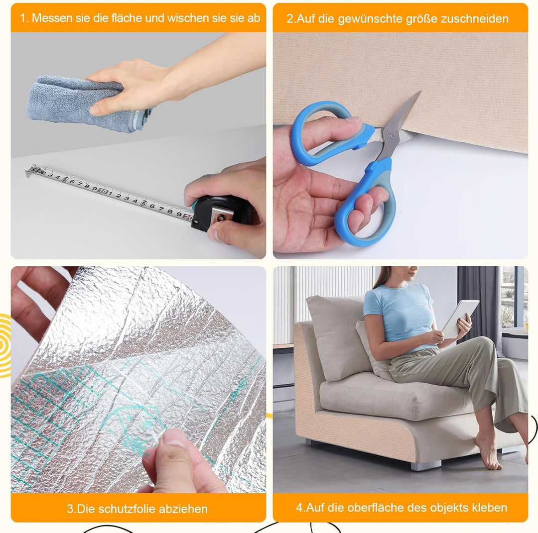 Storystore Selbstklebend Kratzmatte Katze, 40cm x 200cm Katzen Kratzmatte Kratzschutz Sofa Katze, DI