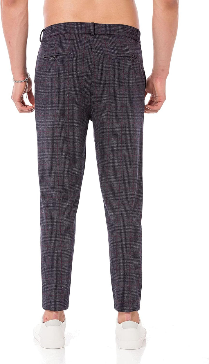 Redbridge Herren Jogginghose im Chino Hosen Style Jogger Hose Freizeithose kariert S Anthrazit, S An