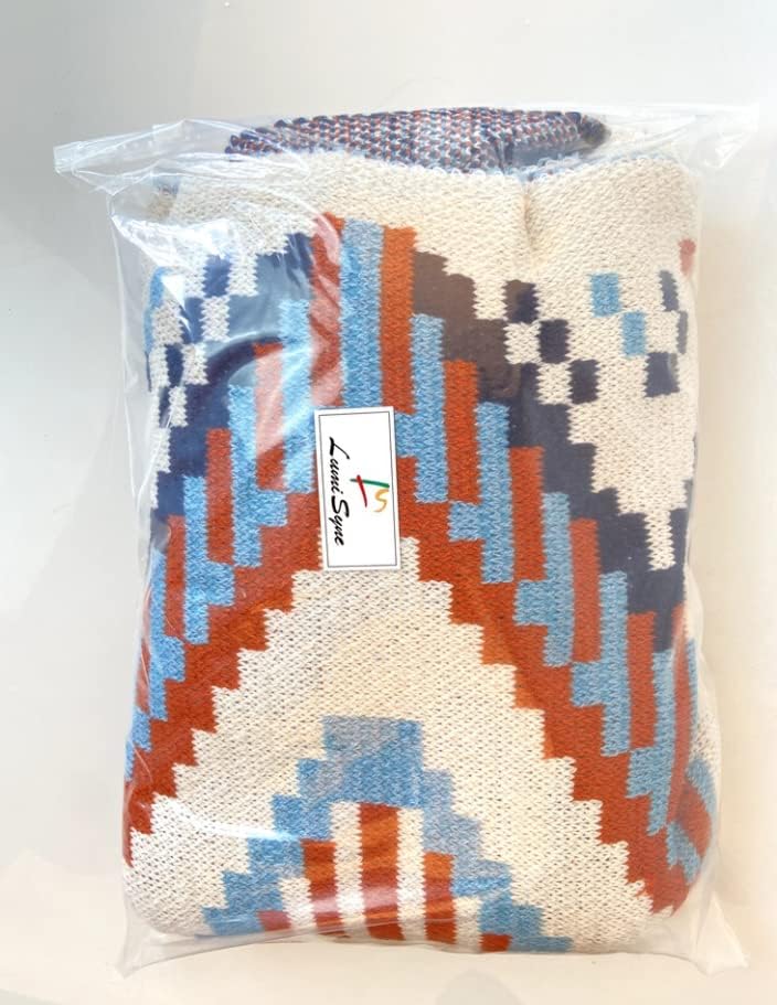 LumiSyne Gestrickte Decke Mit Vintage Fransen Böhmische Ethnischer Stil Geometrische Muster Weich Wa