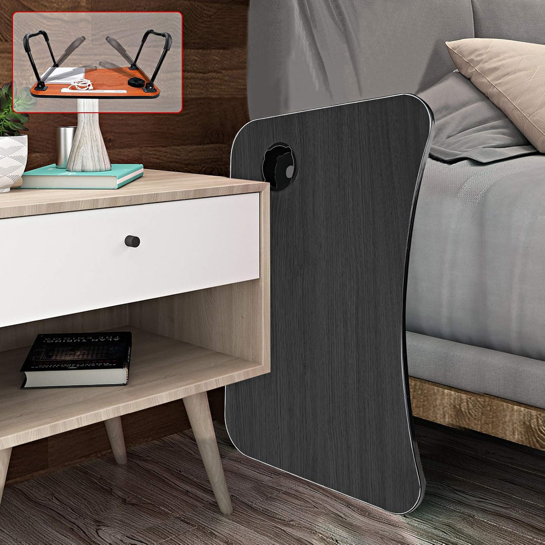 A3A ACADGQ Laptoptisch, Laptop Betttisch Klappbar, Notebook Tisch mit 4 USB Ladeanschluss, Schublade