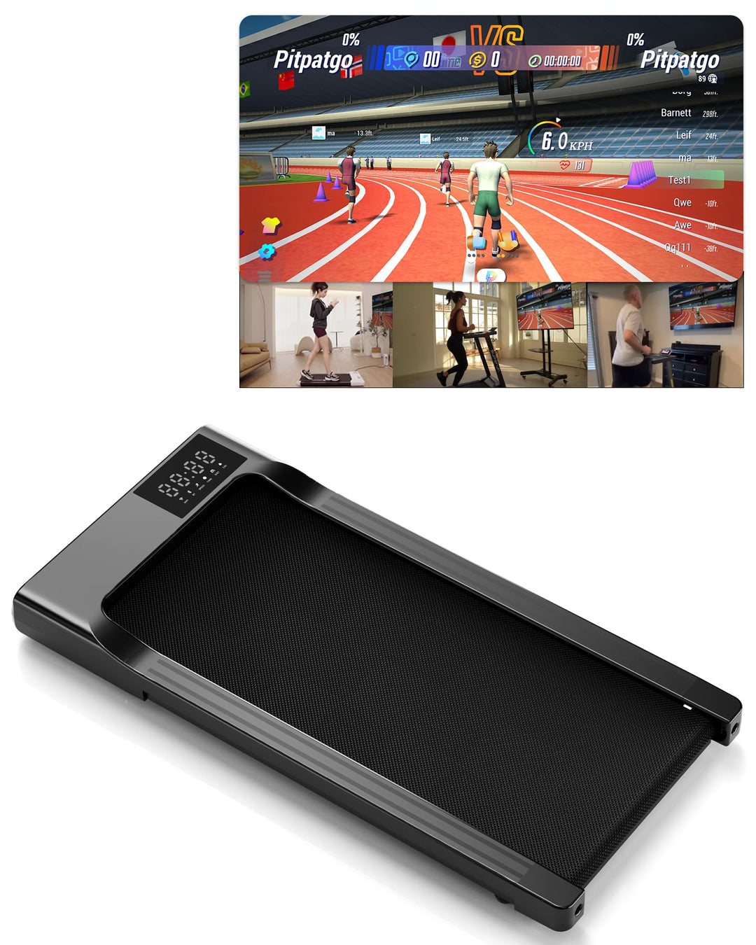 Superun Walking Pad mit Steigung 6%, Laufband für Zuhause mit App max 6km/h und 12km/h Version, Schr