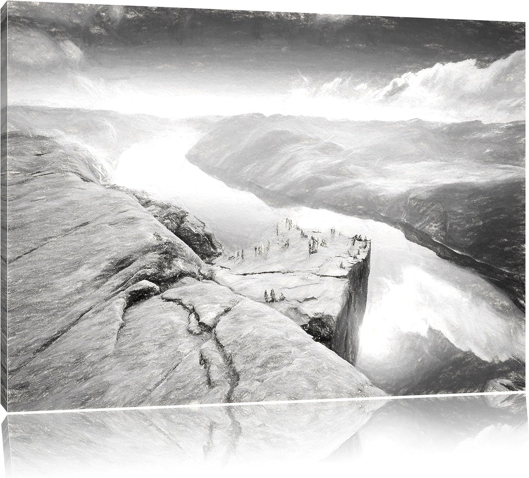 Pixxprint Küste in Norwegen als Leinwandbild/Grösse: 100x70 / Wandbild/Kunstdruck/fertig bespannt, 1