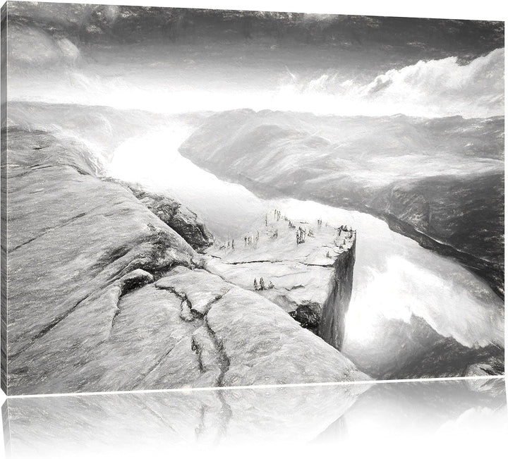 Pixxprint Küste in Norwegen als Leinwandbild/Grösse: 100x70 / Wandbild/Kunstdruck/fertig bespannt, 1