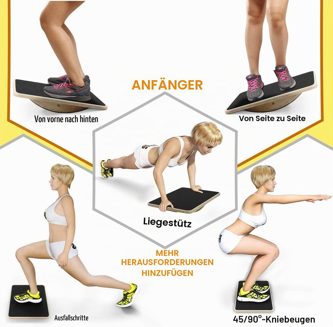 Yes4All Balance Board inkl, Übungsposter mit Griff und rutschfester Oberfläche; Premium Kunststoff-W