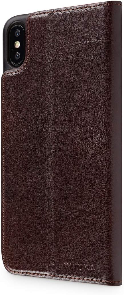 WIIUKA Echt Ledertasche - TRAVEL Italy - für Apple iPhone XS MAX - PFLANZLICH GEGERBTES Leder - Brau