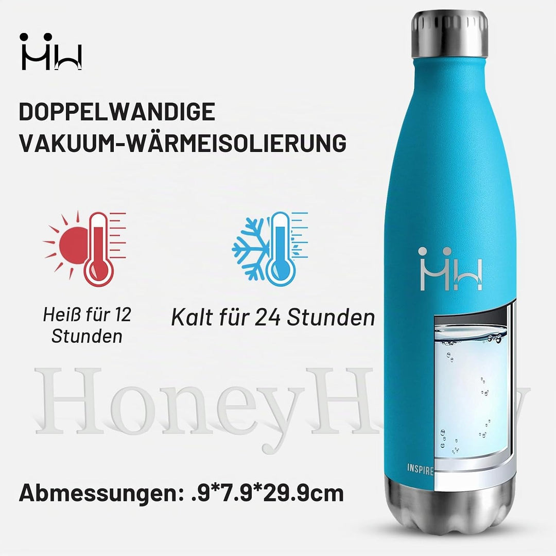 HoneyHolly Trinkflasche Edelstahl - 750ml - Thermosflasche, BPA-Frei, Trinkflasche Sport - Auslaufsi
