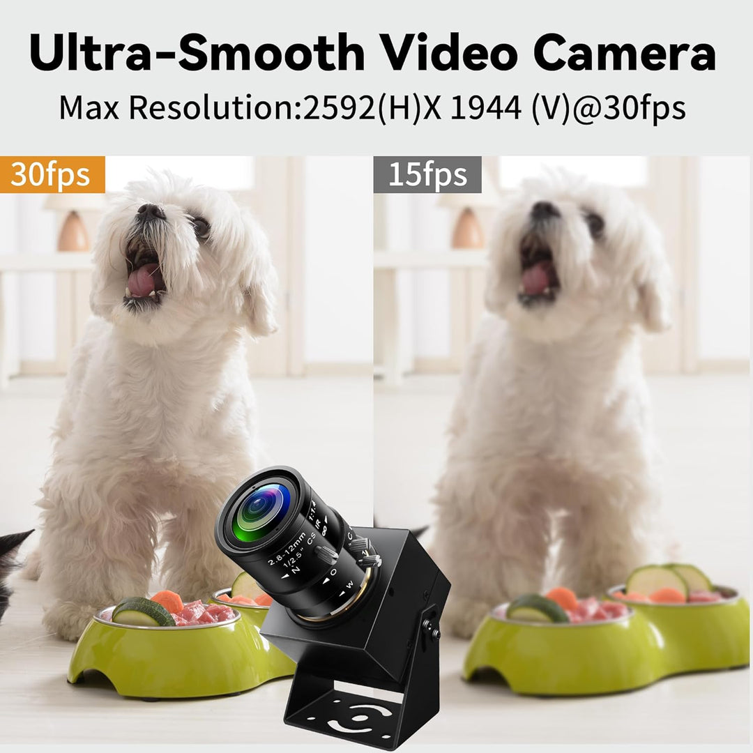 ELP 5 Megapixel USB Kamera CS Mount Webcam mit manuellem Fokus und 2,8–12 mm 4-Fach optischem Teleob
