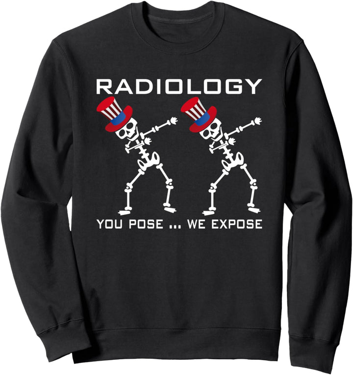 Tanzende posende Skelette mit Hut lustiges Radiologen Sweatshirt