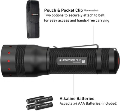 Ledlenser P7 SE LED Taschenlampe | Led Batterie Taschenlampe fokussierbar | Allround Leuchte mit 500