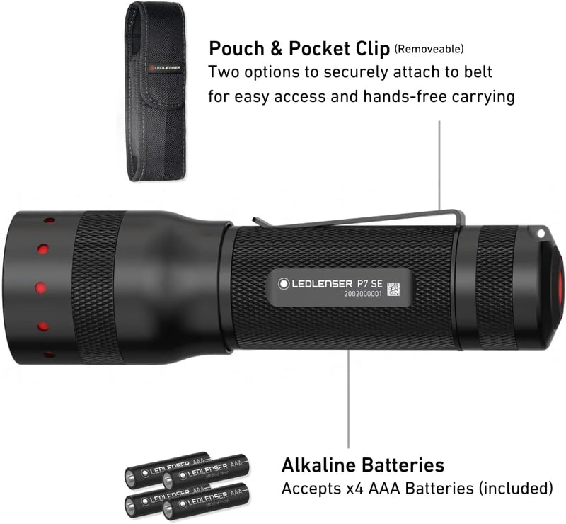 Ledlenser P7 SE LED Taschenlampe | Led Batterie Taschenlampe fokussierbar | Allround Leuchte mit 500