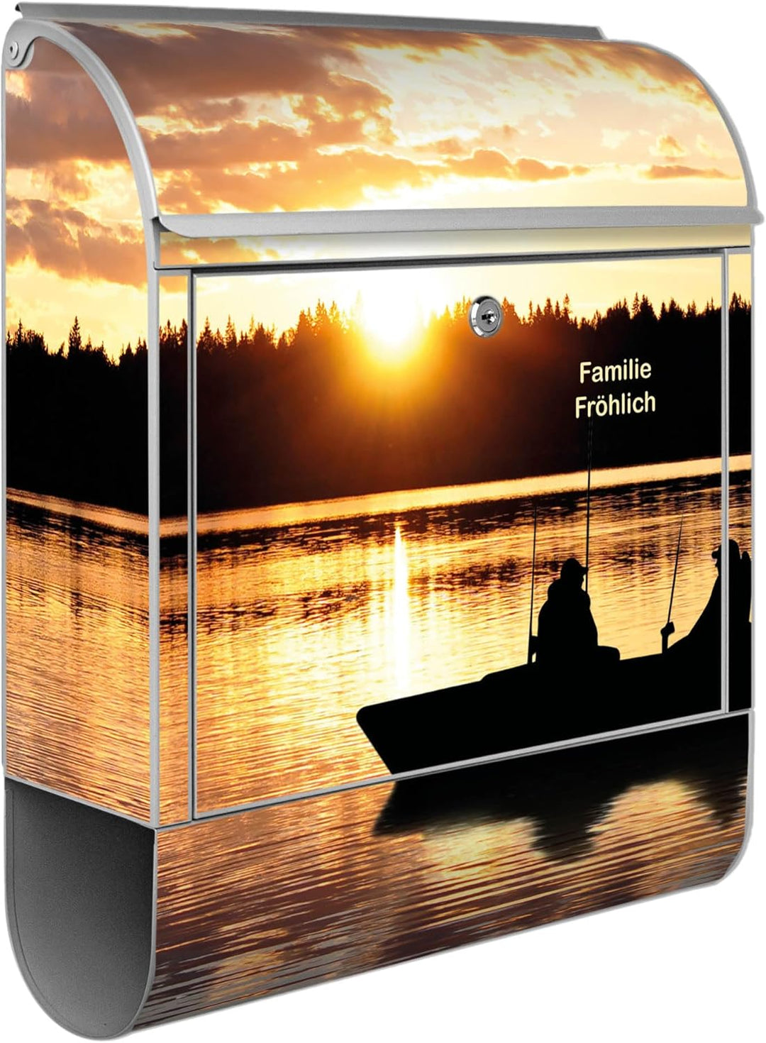 banjado® Design Briefkasten personalisiert mit Motiv Angler 39x47x14cm & 2 Schlüssel - Briefkasten S