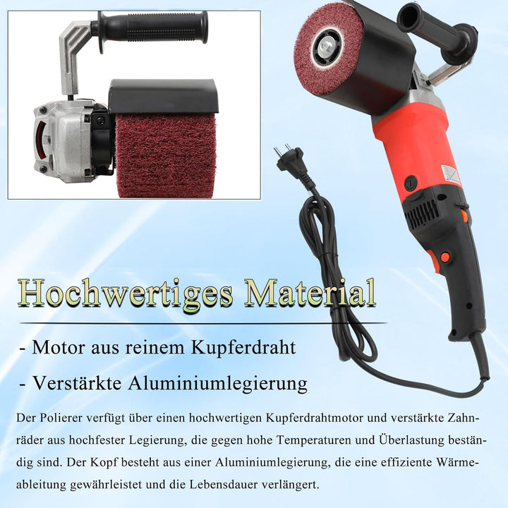 Satiniermaschine 1400W Schleifmaschine 6 Stufig Variable Drehzahl Elektrische Bürstenschleifer Bürst