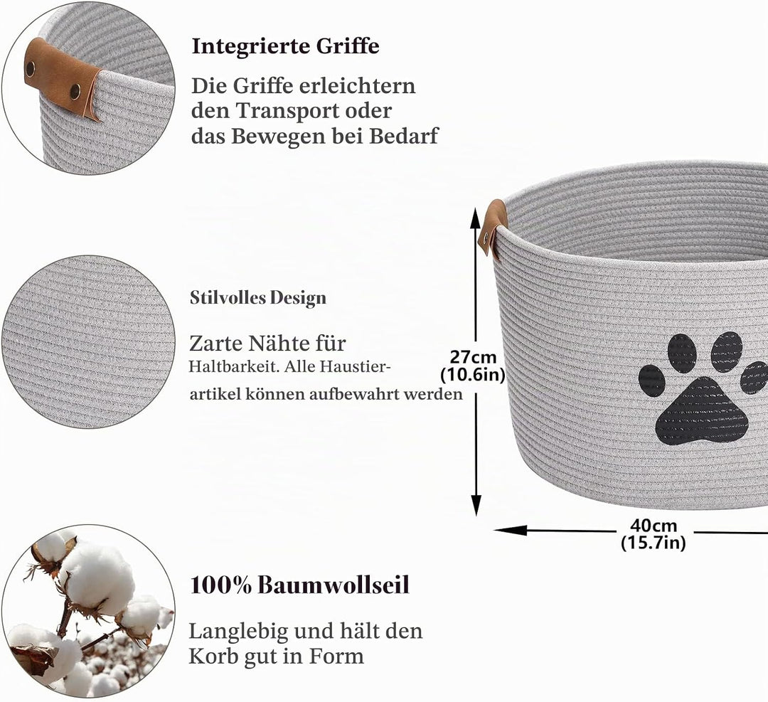 Morezi Hundespielzeug Aufbewahrungskorb，hunde spielzeugkorb,Aufbewahrungskorb aus Baumwollseil , ide