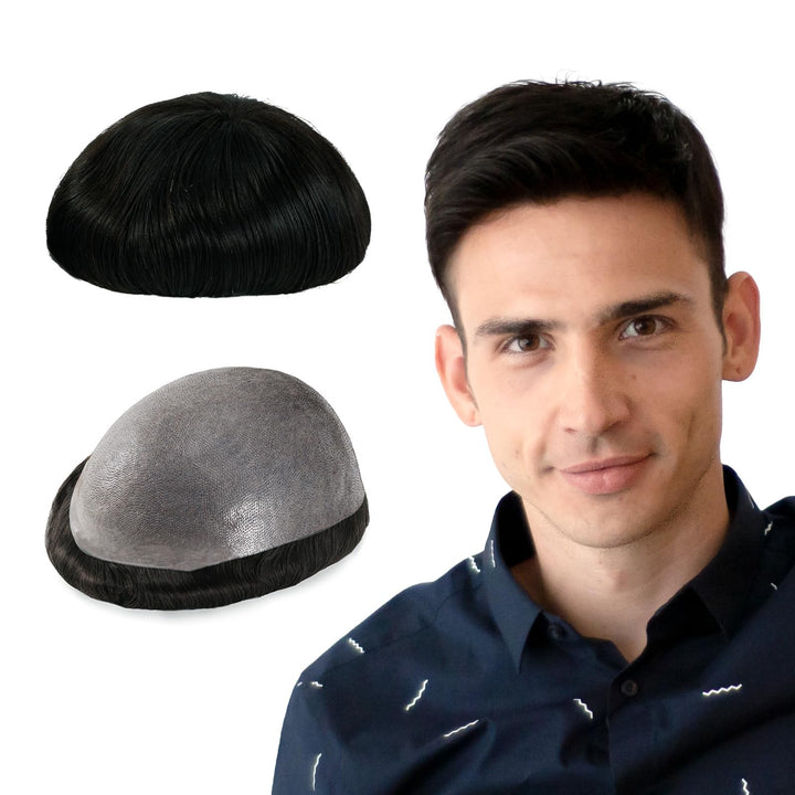 Lordhair Perücke Männer,Realität Toupet,0,06 mm Alle V-Looped Dünnes,Haarfreestyle,Natürlich eng anl