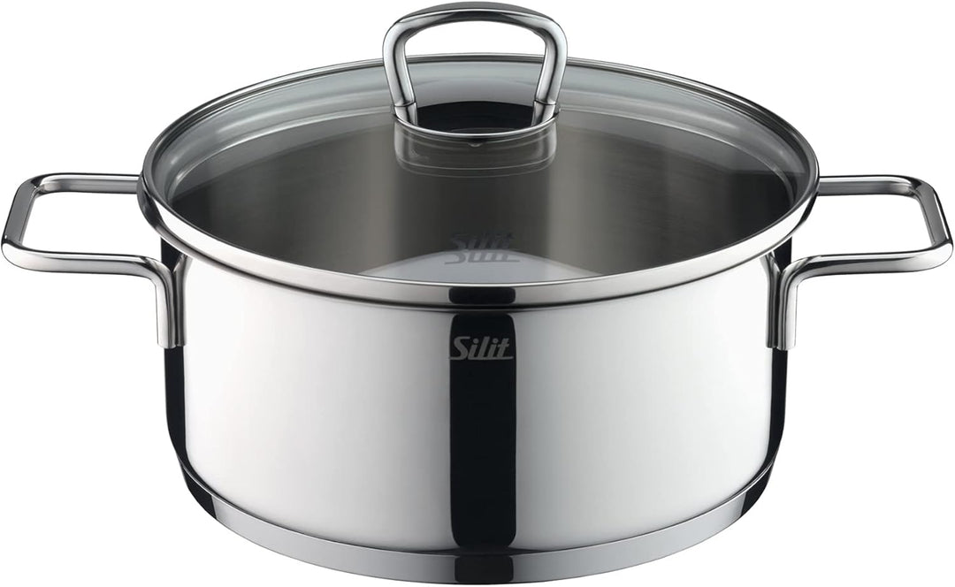 Silit Alicante Topfset Induktion 4-teilig, Kochtopf Set mit Glasdeckel, Edelstahl poliert, Induktion