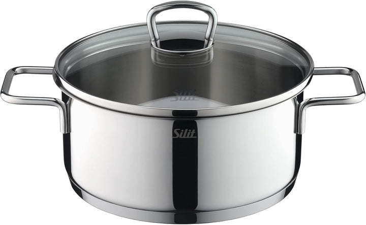 Silit Alicante Topfset Induktion 4-teilig, Kochtopf Set mit Glasdeckel, Edelstahl poliert, Induktion