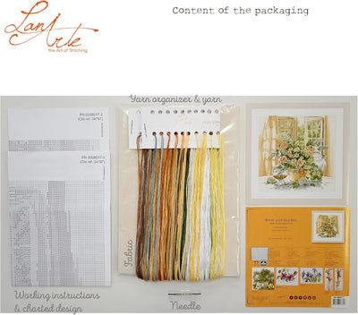 Lanarte Zählmusterpackung Sonniger Morgen Kreuzstichpackung, Baumwolle, Mehrfarbig, 40 x 40 x 0.3 cm