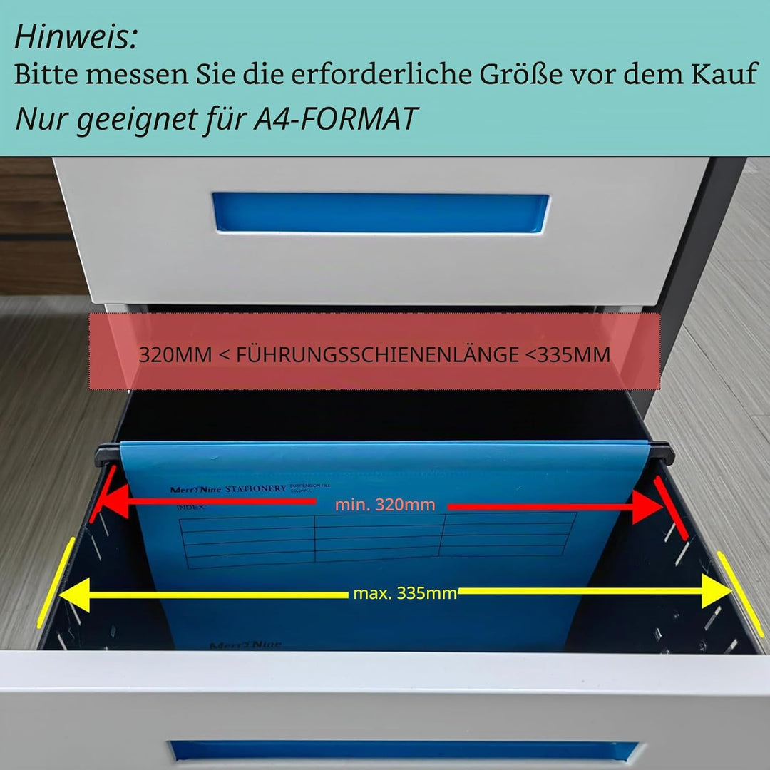 MerryNine A4-Hängemappen,Polypropylen-Aktenschrank, Hängemappen mit Tabs und Karteneinsätzen, für Sc