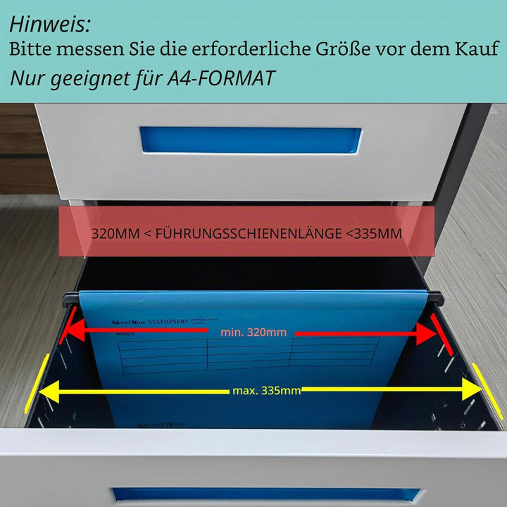 MerryNine A4-Hängemappen,Polypropylen-Aktenschrank, Hängemappen mit Tabs und Karteneinsätzen, für Sc